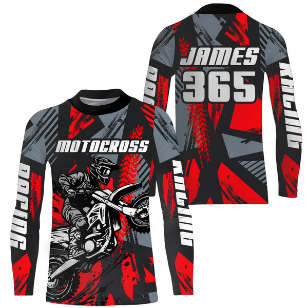 Maxcorners Red Motocross Jersey Custom Dirt Bike Motorcycle Racing Shirt For Kid Men Women MT2709