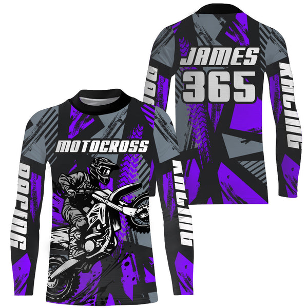 Maxcorners Purple Motocross Jersey Custom Dirt Bike Motorcycle Racing Shirt For Kid Men Women MT2709