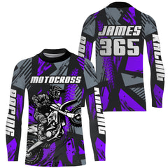 Maxcorners Purple Motocross Jersey Custom Dirt Bike Motorcycle Racing Shirt For Kid Men Women MT2709