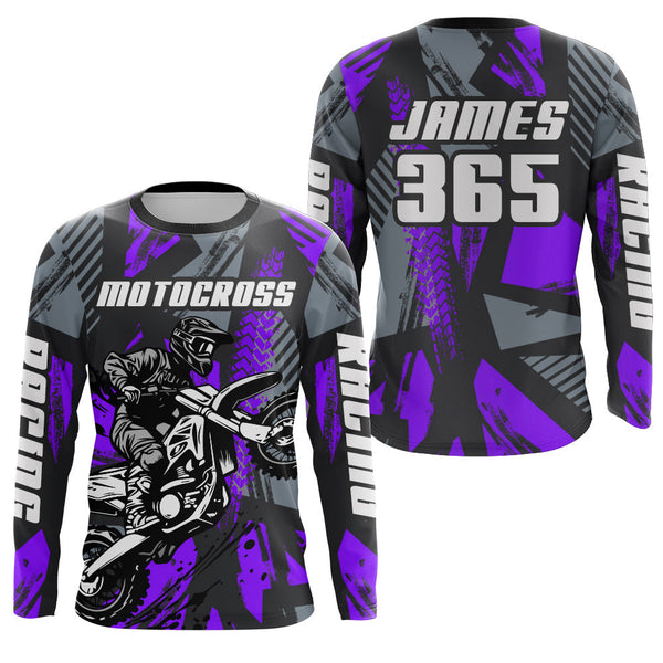 Maxcorners Purple Motocross Jersey Custom Dirt Bike Motorcycle Racing Shirt For Kid Men Women MT2709