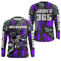 Maxcorners Purple Motocross Jersey Custom Dirt Bike Motorcycle Racing Shirt For Kid Men Women MT2709