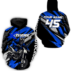 Maxcorners Blue Motocross Racing Hoodie Jersey For Biker Men Women Dirt Bike Motorcycle Hoodie MT2709