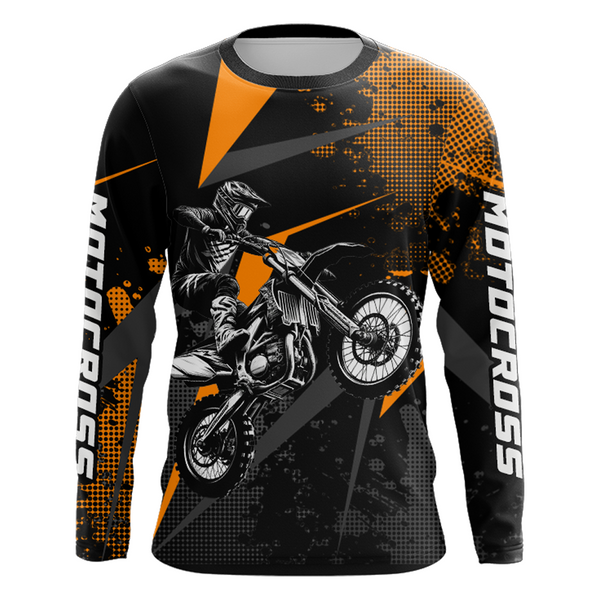 Maxcorners Motocross Racing Jersey Men Women Kid Upf30+ Dirt Bike Shirt Youth Adult Off-Road Orange MT2709