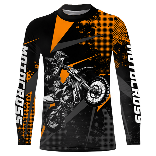Maxcorners Motocross Racing Jersey Men Women Kid Upf30+ Dirt Bike Shirt Youth Adult Off-Road Orange MT2709