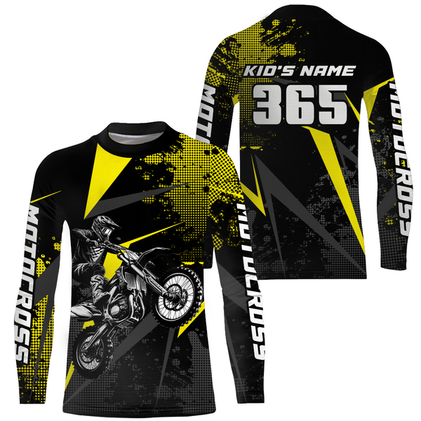 Maxcorners Motocross Racing Jersey Men Women Kid Upf30+ Dirt Bike Shirt Youth Adult Off-Road Yellow MT2709