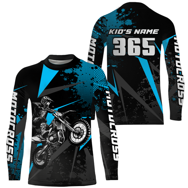 Maxcorners Motocross Racing Jersey Men Women Kid Upf30+ Dirt Bike Shirt Youth Adult Off-Road Light Blue MT2709
