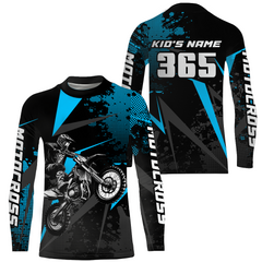 Maxcorners Motocross Racing Jersey Men Women Kid Upf30+ Dirt Bike Shirt Youth Adult Off-Road Light Blue MT2709