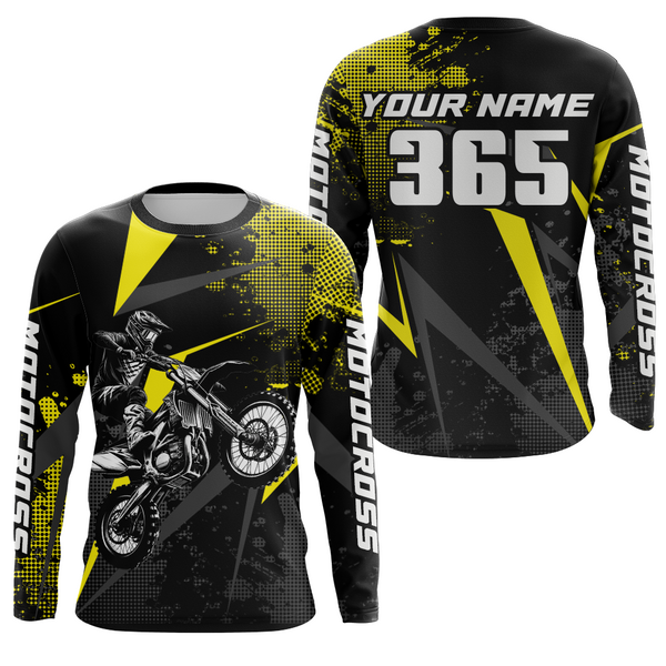 Maxcorners Motocross Racing Jersey Men Women Kid Upf30+ Dirt Bike Shirt Youth Adult Off-Road Yellow MT2709