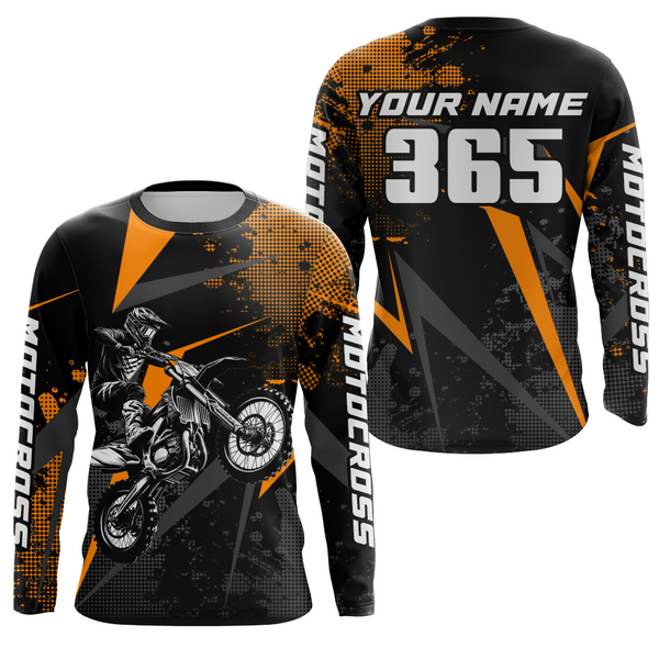 Maxcorners Motocross Racing Jersey Men Women Kid Upf30+ Dirt Bike Shirt Youth Adult Off-Road Orange MT2709