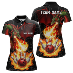 Maxcorners Flaming Dragon Bowling Shirt Custom for Men Women Bowling Team League LM0705