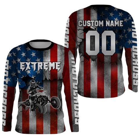 Maxcorners ATV Motocross Racing Jersey American Flag UPF30+ ATV Quad Bike Shirt Men Kid Women LM2809