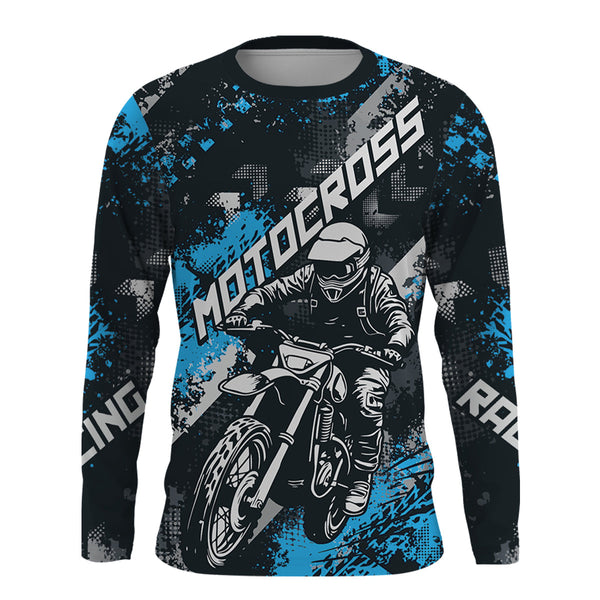 Maxcorners Blue Motocross Racing Jersey Men Kid Women Upf30+ Dirt Bike Shirt MX Off-Road Jersey XM247 MT2809