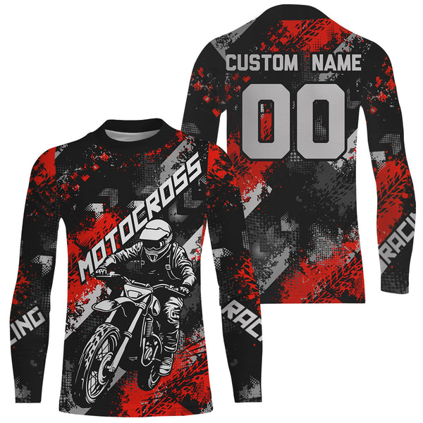 Maxcorners Red Motocross Racing Jersey Men Kid Women Upf30+ Dirt Bike Shirt MX Off-Road Jersey XM247 MT2809