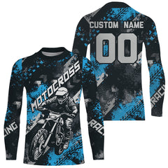 Maxcorners Blue Motocross Racing Jersey Men Kid Women Upf30+ Dirt Bike Shirt MX Off-Road Jersey XM247 MT2809