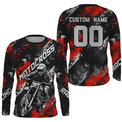 Maxcorners Red Motocross Racing Jersey Men Kid Women Upf30+ Dirt Bike Shirt MX Off-Road Jersey XM247 MT2809