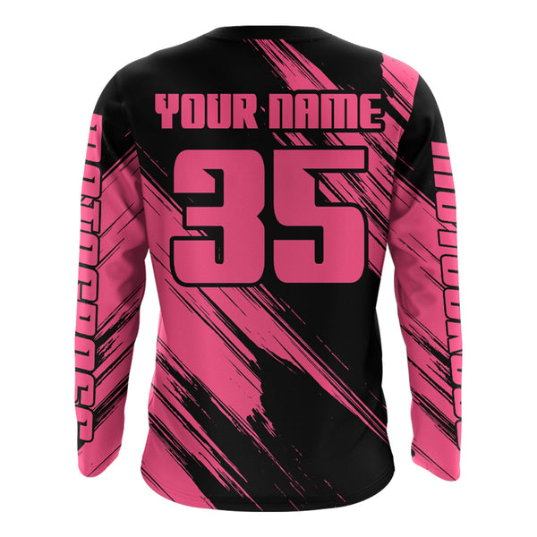 Maxcorners Motocross Racing Jersey Pink For Women Kid Girl Upf30+ MX Off-Road Dirt Bike Shirt XM276 MT2809