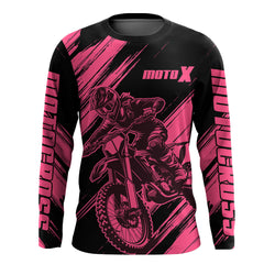Maxcorners Motocross Racing Jersey Pink For Women Kid Girl Upf30+ MX Off-Road Dirt Bike Shirt XM276 MT2809