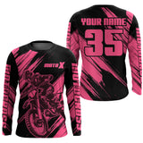Maxcorners Motocross Racing Jersey Pink For Women Kid Girl Upf30+ MX Off-Road Dirt Bike Shirt XM276 MT2809