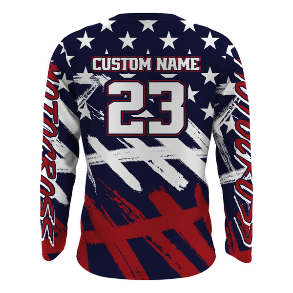 Maxcorners ATV Motocross Racing Jersey American Flag Upf30+ Youth Quad Bike Shirt Men Kid Off-Road MT2809