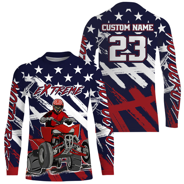 Maxcorners ATV Motocross Racing Jersey American Flag Upf30+ Youth Quad Bike Shirt Men Kid Off-Road MT2809