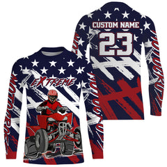 Maxcorners ATV Motocross Racing Jersey American Flag Upf30+ Youth Quad Bike Shirt Men Kid Off-Road MT2809