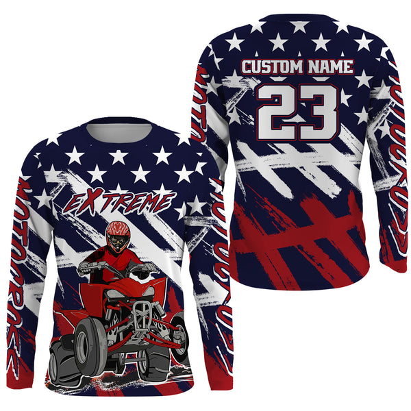 Maxcorners ATV Motocross Racing Jersey American Flag Upf30+ Youth Quad Bike Shirt Men Kid Off-Road MT2809