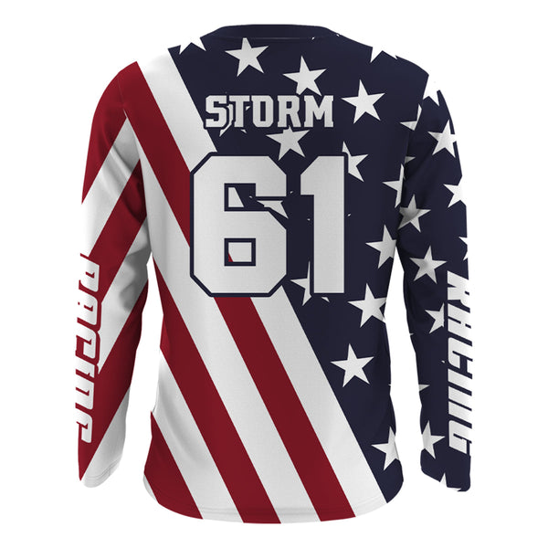 Maxcorners ATV Motocross Jersey American Flag Upf30+ Quad Bike Racing Jersey Men Women Kid MT2809