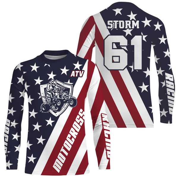 Maxcorners ATV Motocross Jersey American Flag Upf30+ Quad Bike Racing Jersey Men Women Kid MT2809