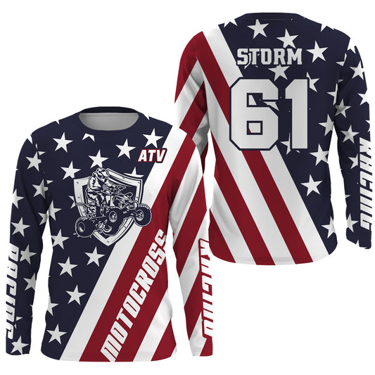Maxcorners ATV Motocross Jersey American Flag Upf30+ Quad Bike Racing Jersey Men Women Kid LM2809