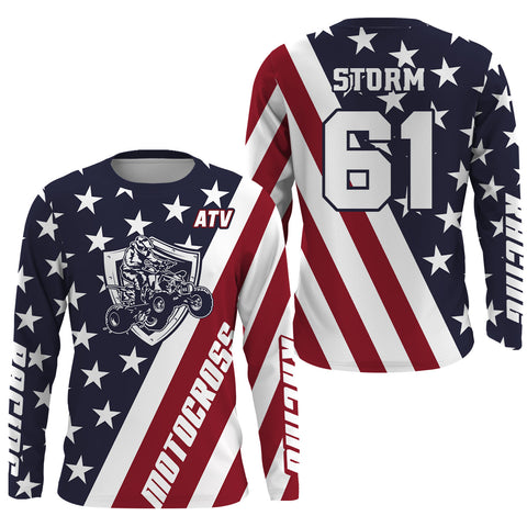 Maxcorners ATV Motocross Jersey American Flag Upf30+ Quad Bike Racing Jersey Men Women Kid LM2809