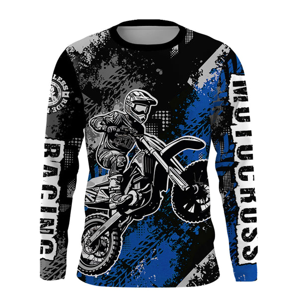 Maxcorners Motocross Racing Jersey Blue Upf30+ Dirt Bike Shirt Men Women Kid Off-road Riding Jersey MT2809