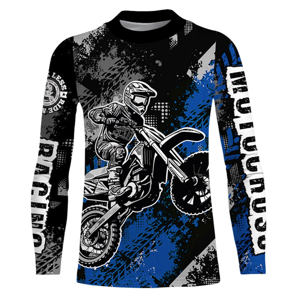 Maxcorners Motocross Racing Jersey Blue Upf30+ Dirt Bike Shirt Men Women Kid Off-road Riding Jersey MT2809
