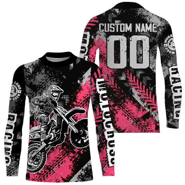 Maxcorners Motocross Racing Jersey Pink Upf30+ Dirt Bike Shirt Men Women Kid Off-road Riding Jersey XM250 MT2809