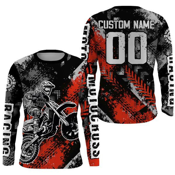 Maxcorners Motocross Racing Jersey Red Upf30+ Dirt Bike Shirt Men Women Kid Off-road Riding Jersey MT2809