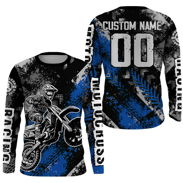 Maxcorners Motocross Racing Jersey Blue Upf30+ Dirt Bike Shirt Men Women Kid Off-road Riding Jersey MT2809
