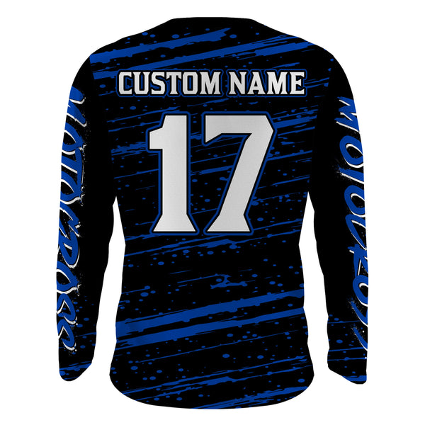 Maxcorners Motocross Racing Jersey Blue Upf30+ Dirt Bike Off-road MX Shirt Men Kid Women XM186 MT2809