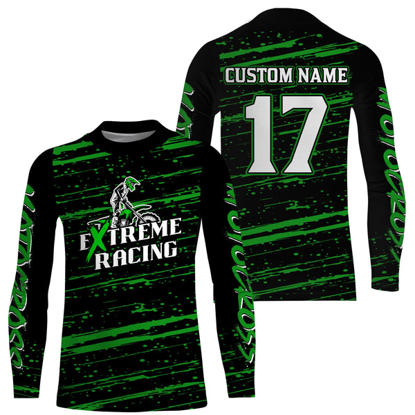 Maxcorners Motocross Racing Jersey Green Upf30+ Dirt Bike Off-road MX Shirt Men Kid Women XM186 MT2809