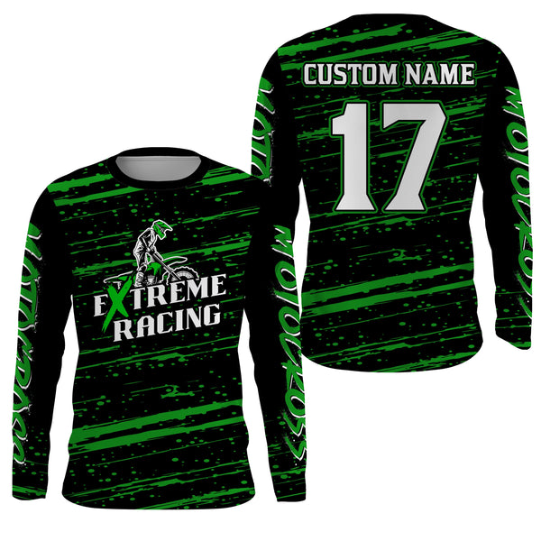 Maxcorners Motocross Racing Jersey Green Upf30+ Dirt Bike Off-road MX Shirt Men Kid Women XM186 MT2809