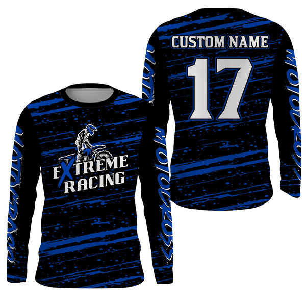 Maxcorners Motocross Racing Jersey Blue Upf30+ Dirt Bike Off-road MX Shirt Men Kid Women XM186 MT2809