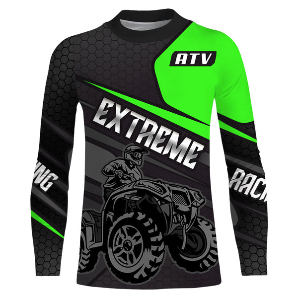 Maxcorners ATV Quad Racing Jersey Kid Men Women Upf30+ Green Quad Bike Shirt ATV Motocross MT2809