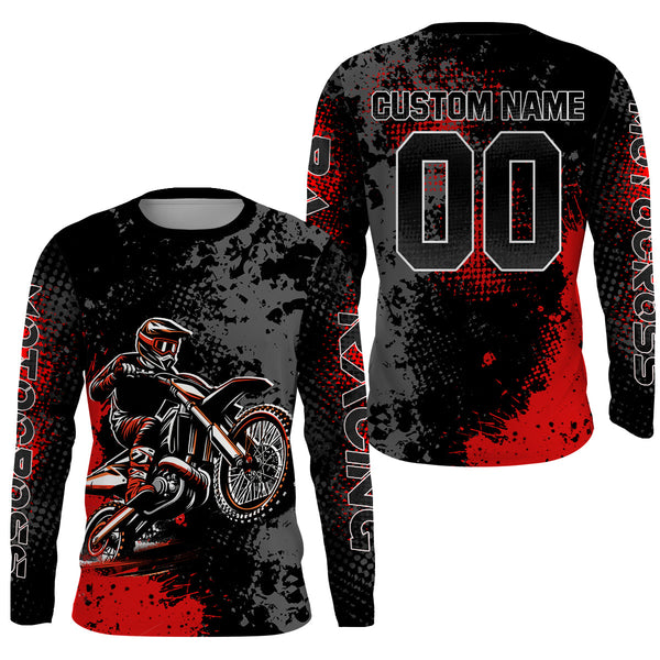Maxcorners Motocross Racing Jersey Red Upf30+ Dirt Bike Shirt Kid Women Men Off-road Jersey XM263 MT2809
