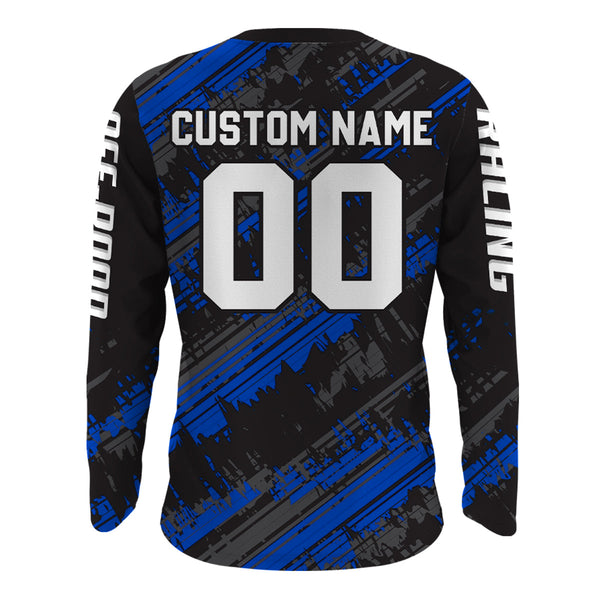 Maxcorners Kid Men Motocross Jersey Personalized Upf30+ Blue Dirt Bike Shirt MX Racing Jersey MT2809