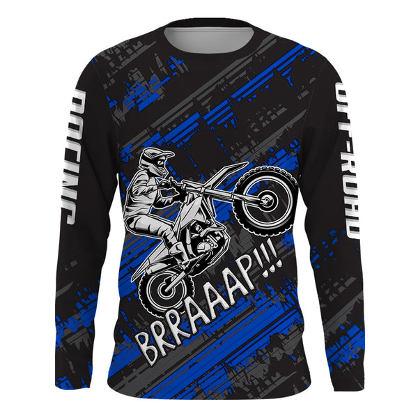 Maxcorners Kid Men Motocross Jersey Personalized Upf30+ Blue Dirt Bike Shirt MX Racing Jersey MT2809