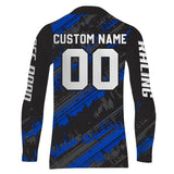 Maxcorners Kid Men Motocross Jersey Personalized Upf30+ Blue Dirt Bike Shirt MX Racing Jersey MT2809