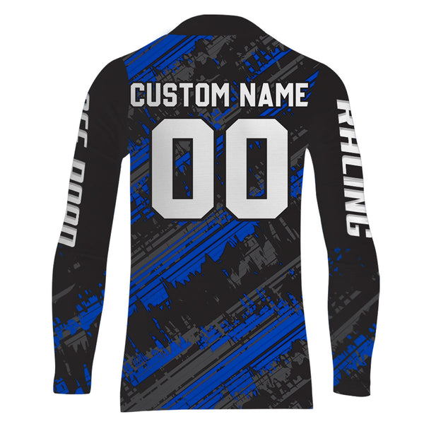 Maxcorners Kid Men Motocross Jersey Personalized Upf30+ Blue Dirt Bike Shirt MX Racing Jersey MT2809