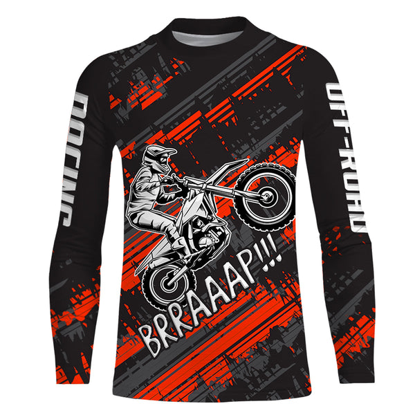 Maxcorners Kid Men Motocross Jersey Personalized Upf30+ Red Dirt Bike Shirt MX Racing Jersey XM231 MT2809