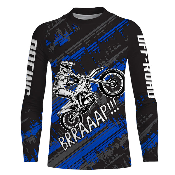 Maxcorners Kid Men Motocross Jersey Personalized Upf30+ Blue Dirt Bike Shirt MX Racing Jersey MT2809