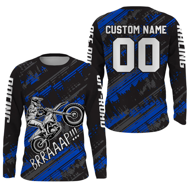 Maxcorners Kid Men Motocross Jersey Personalized Upf30+ Blue Dirt Bike Shirt MX Racing Jersey MT2809