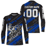 Maxcorners Kid Men Motocross Jersey Personalized Upf30+ Blue Dirt Bike Shirt MX Racing Jersey MT2809