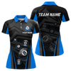 Maxcorners Blue Billiard Jersey Men 8 Ball Crown Billiard Custom Billiard Shirt For Men Billiard Team Jersey Polo & 1/4 Zip